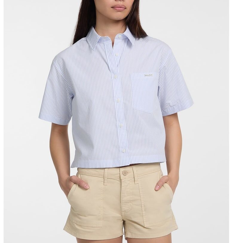 Къса риза с райе - Светлосин GUESS JEANS