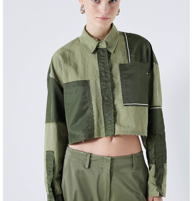 Къса риза с цветен блок - Зелени аспержи Ipekyol