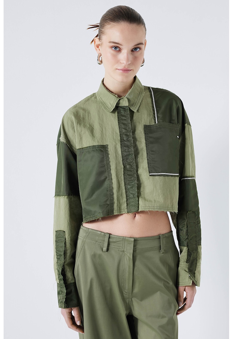 Къса риза с цветен блок - Зелени аспержи Ipekyol