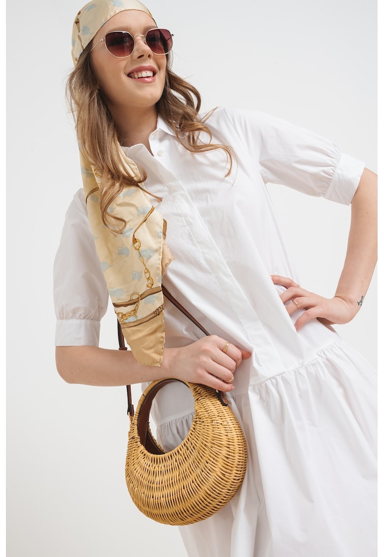 Къса рокля Ebert с набирания - Бял Marella