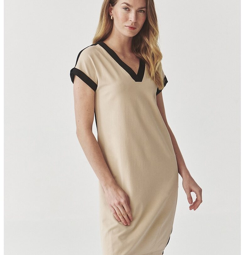 Къса рокля Kokomi с контрастен гръб - Черен/Бежов Tatuum