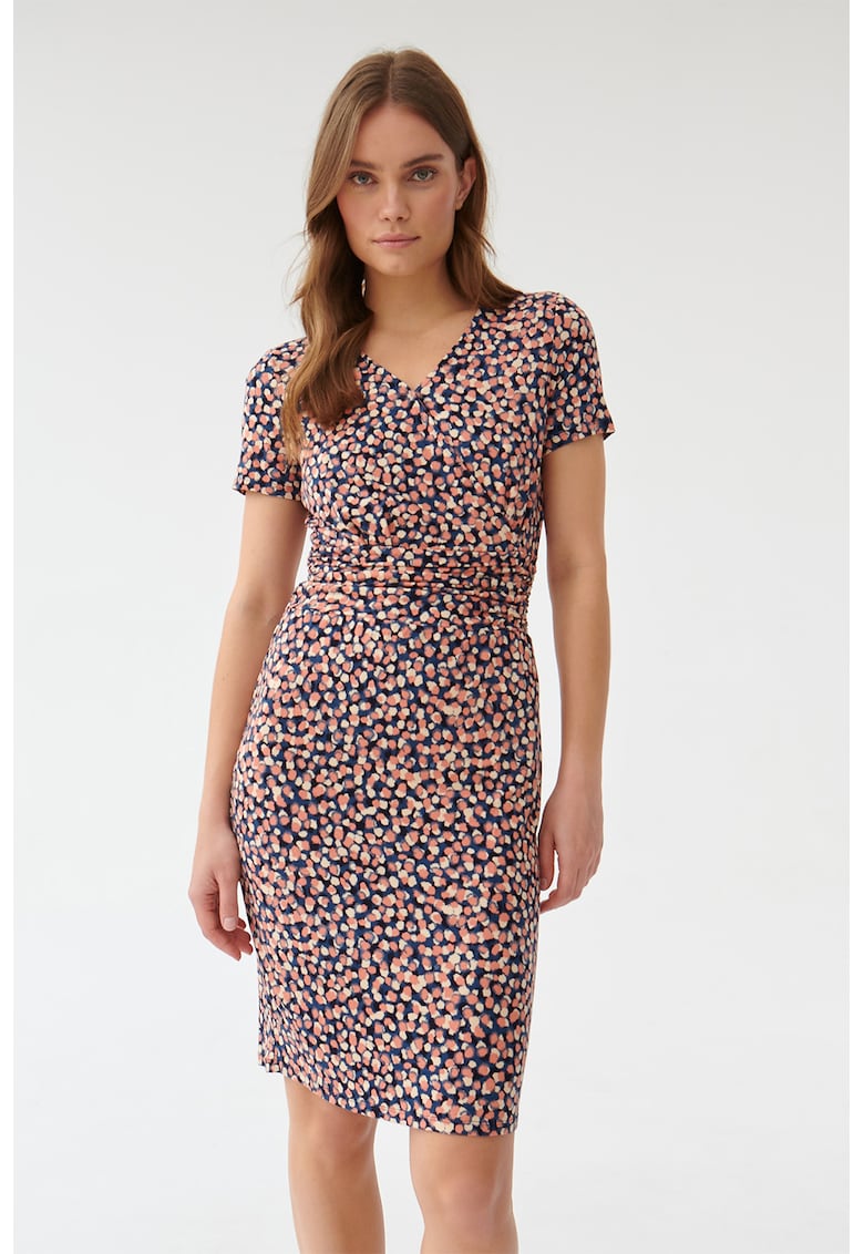 Къса рокля Monika с щампа - Черен/Розова сьомга/Бежов Tatuum