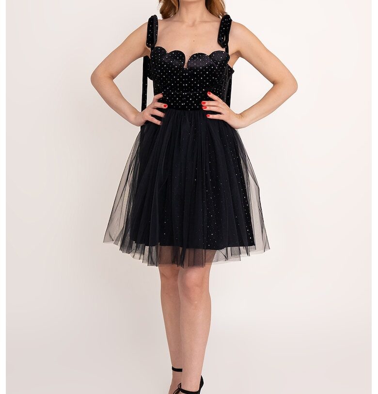 Къса рокля Pearl Heart без ръкави - Черен Ilona Andreoiu