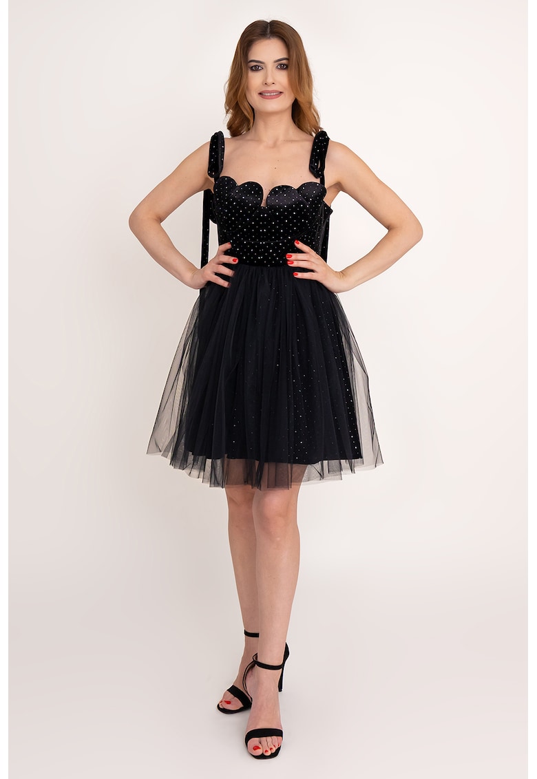 Къса рокля Pearl Heart без ръкави - Черен Ilona Andreoiu