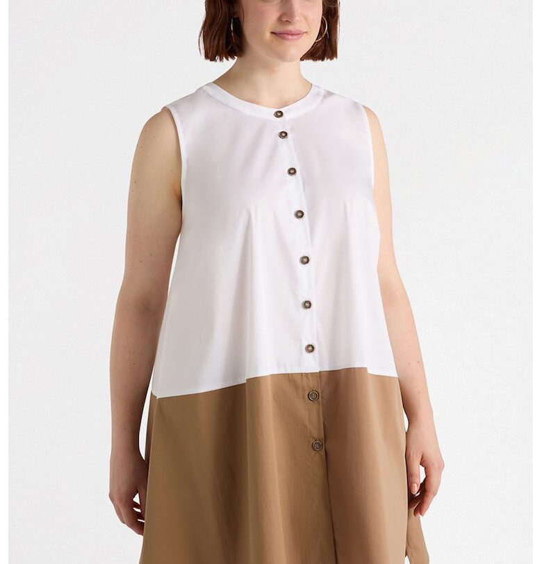 Къса рокля - Бял/Кафяв Fiorella Rubino