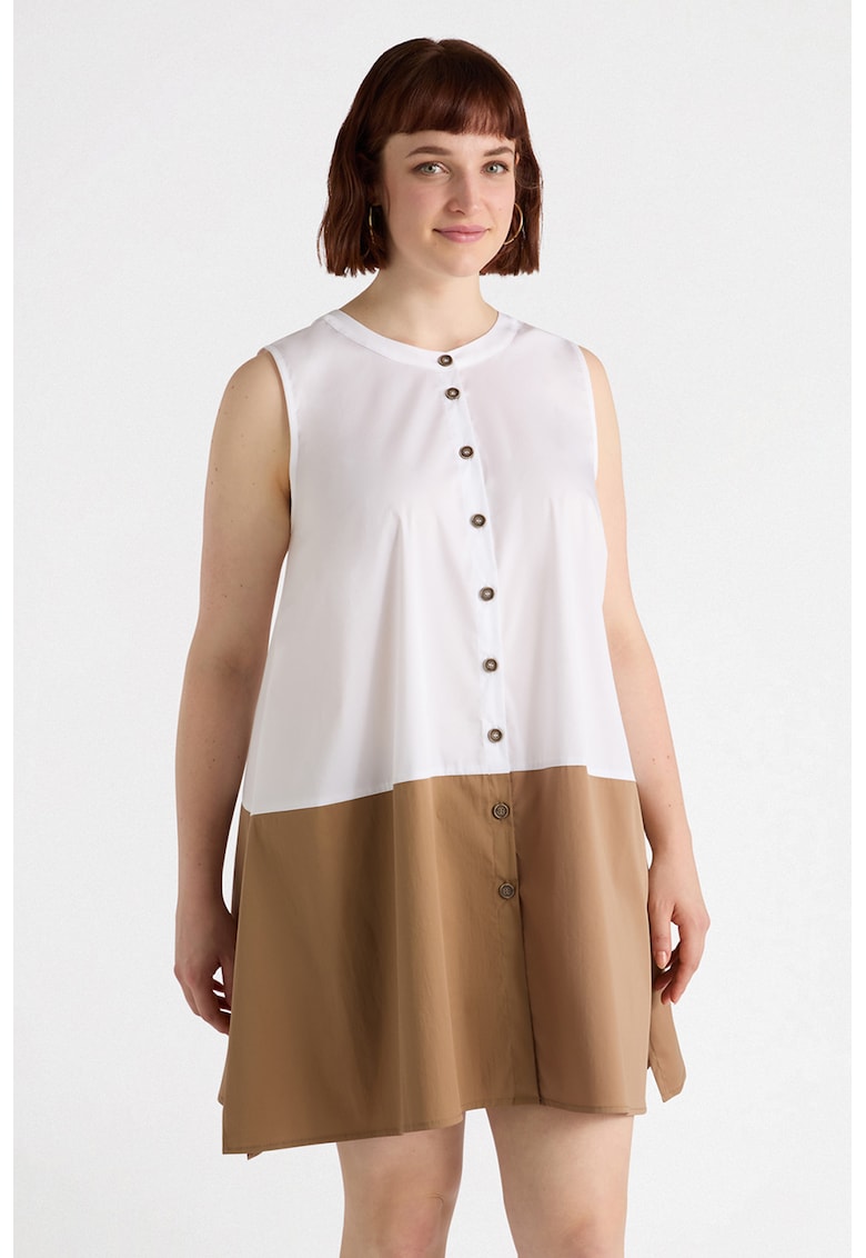 Къса рокля - Бял/Кафяв Fiorella Rubino