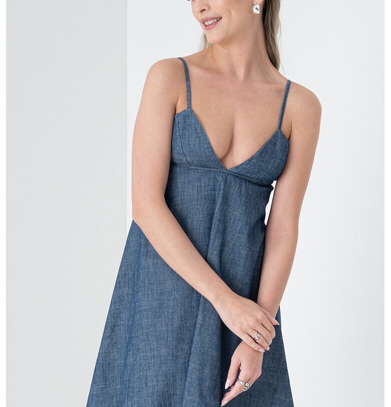 Къса рокля от деним с шпиц - Тъмносин ARMANI EXCHANGE