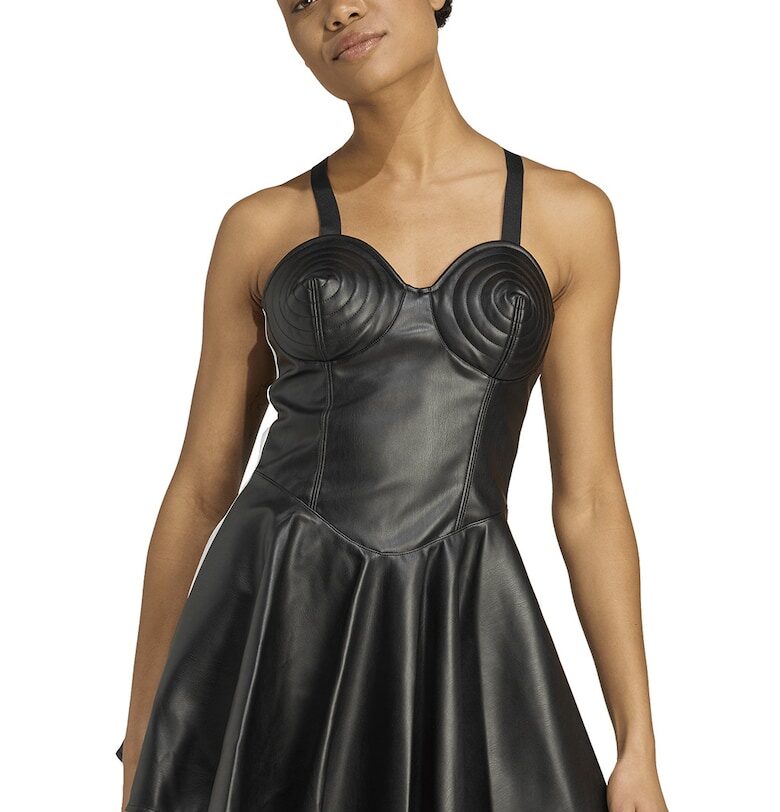 Къса рокля от еко кожа с кръстосан гръб - Черен adidas Originals