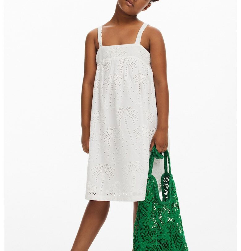 Къса рокля от памук - Слонова кост DESIGUAL