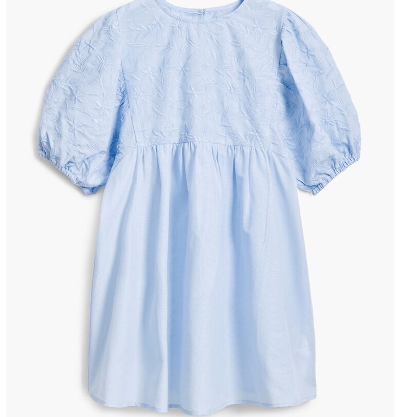 Къса рокля от памук с бухнали ръкави - Пастелносин DESIGUAL