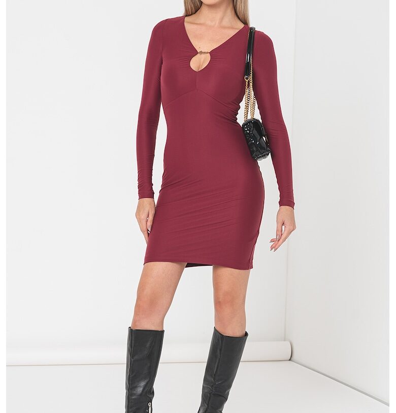 Къса рокля по тялото с отвор - Бледочервен GUESS