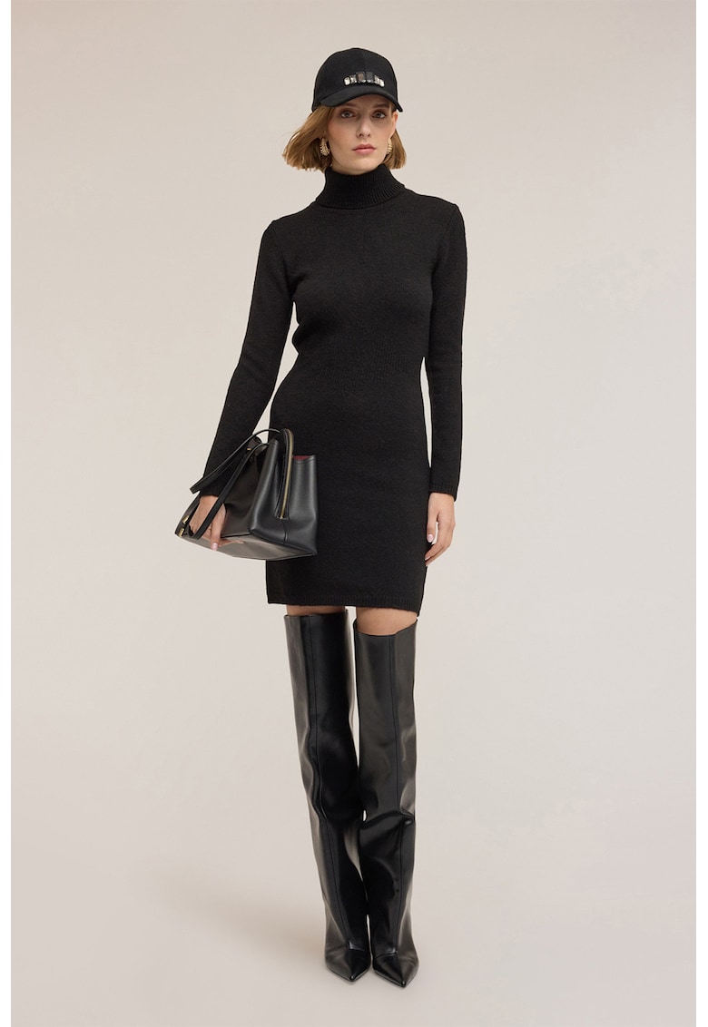 Къса рокля-поло с вълна - Антрацитно сиво Motivi