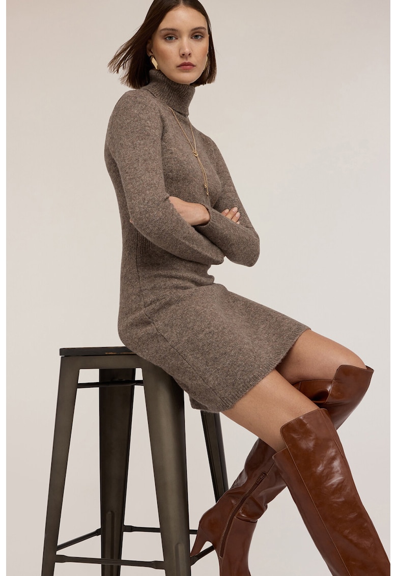 Къса рокля-поло с вълна - Светлокафяв Motivi