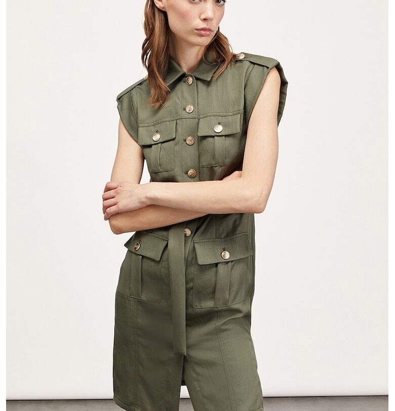 Къса рокля-риза с лиосел - Тъмно каки Motivi