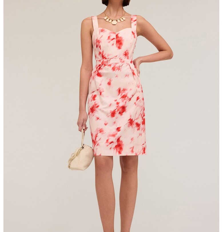 Къса рокля с графичен десен - Светлорозов/Праскова Motivi