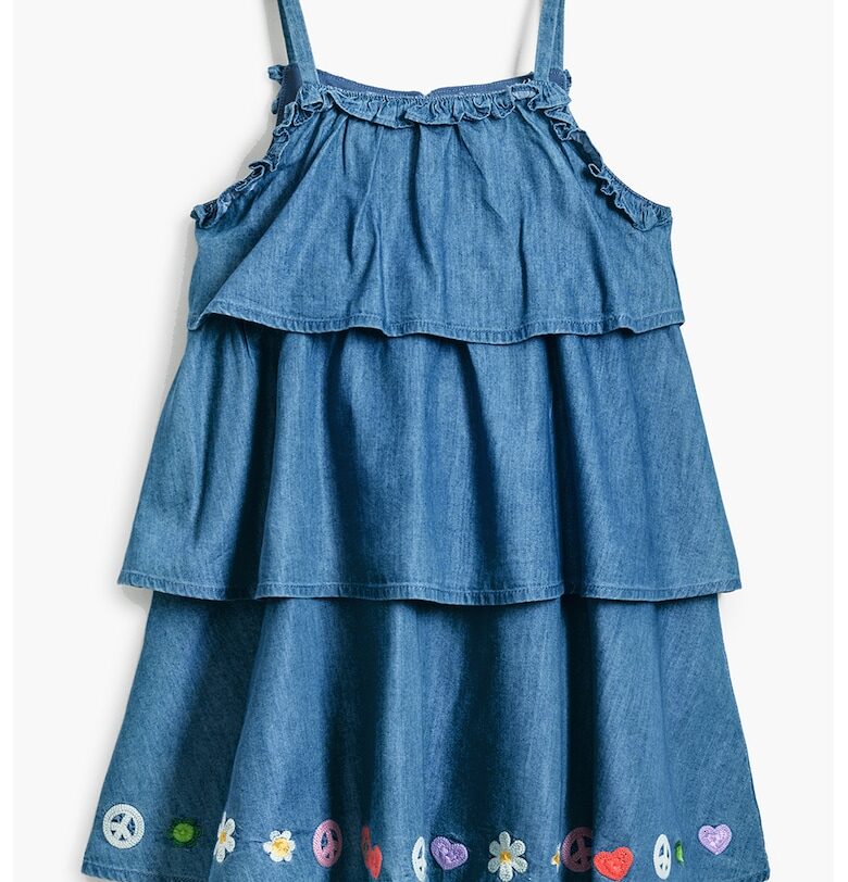 Къса рокля с графична шарка - Светлосин DESIGUAL