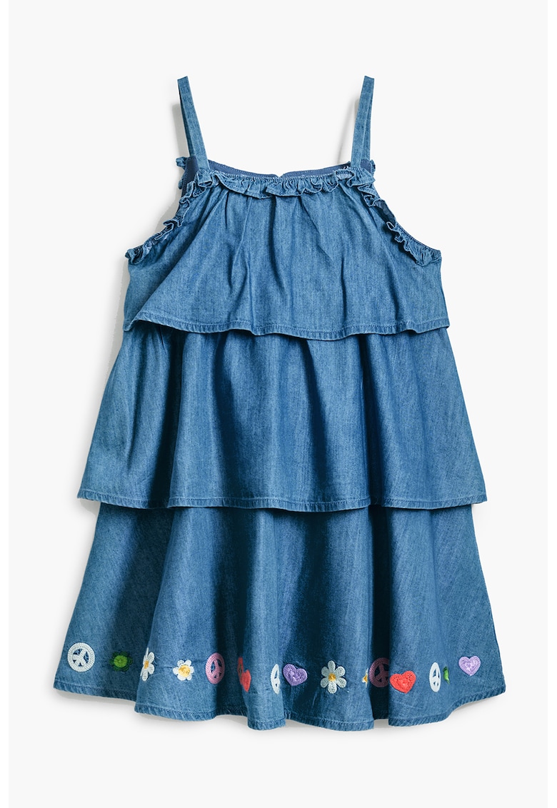 Къса рокля с графична шарка - Светлосин DESIGUAL