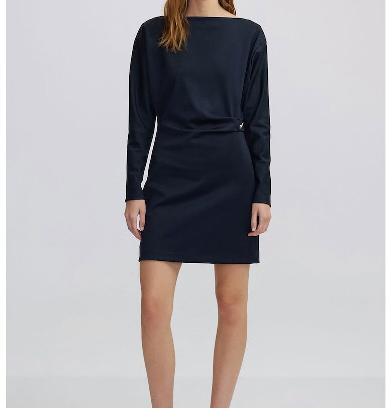 Къса рокля с декоративни бижутерски копчета - Ултрамарин синьо Ipekyol