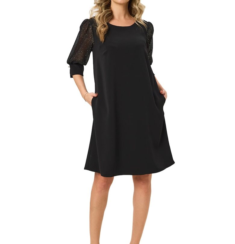 Къса рокля с джобове встрани - Черен BAROCCA