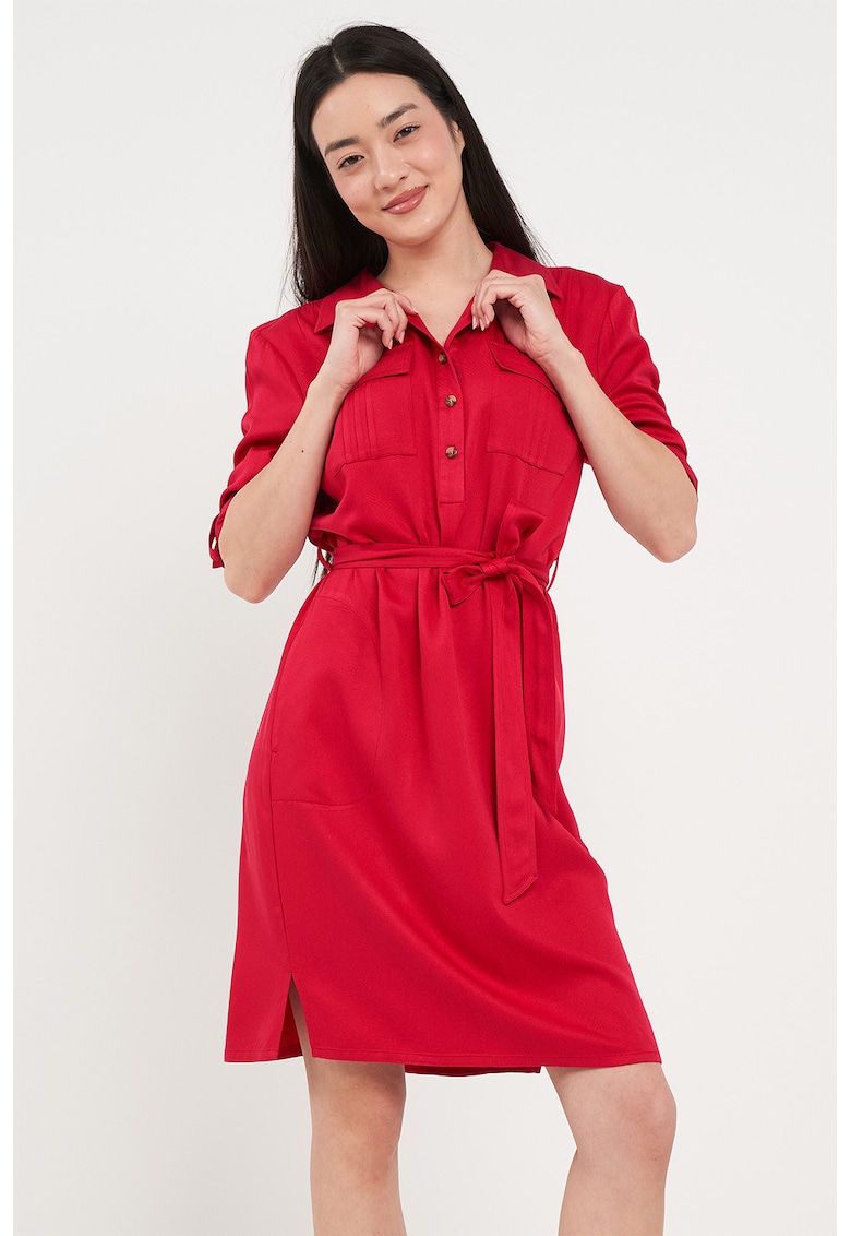 Къса рокля с джобове на гърдите - Червен Timeout