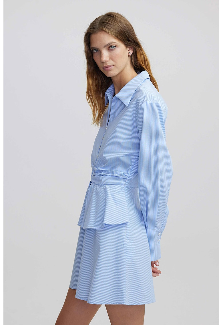 Къса рокля с дизайн 2 в 1 - Светлосин Ipekyol