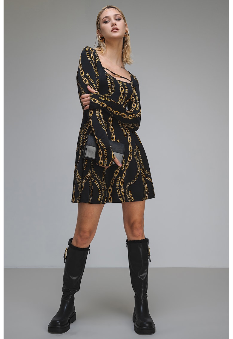 Къса рокля с дълги ръкави - Златист/Черен Versace Jeans Couture