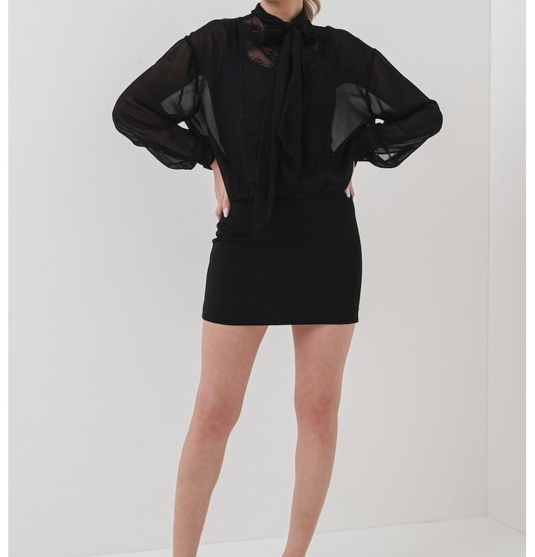 Къса рокля с ефирни ръкави - Черен Pinko