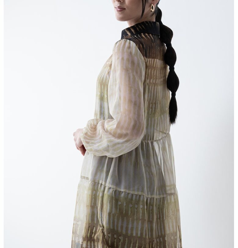 Къса рокля с ефирно покритие - Маслинено зелено Liu Jo