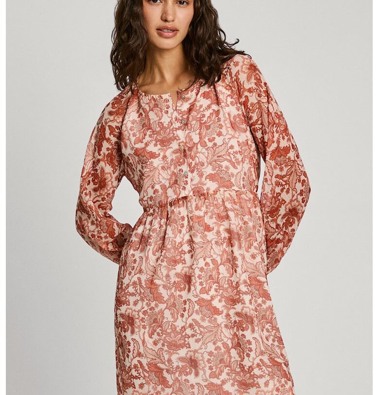 Къса рокля с индийска шарка - Бял/Керемидено червено Pepe Jeans London