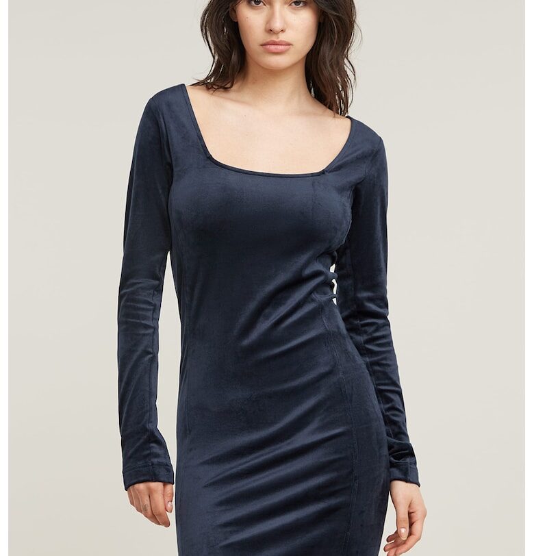 Къса рокля с кадифен ефект - Тъмносин G-STAR