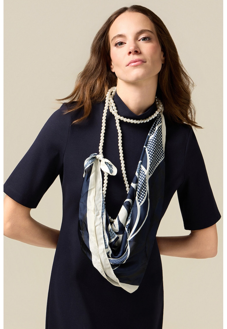 Къса рокля с къси ръкави - Бял/Тъмносин Oltre