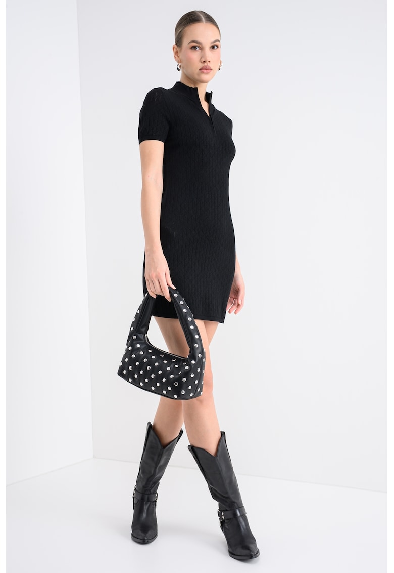 Къса рокля с къси ръкави - Черен CALVIN KLEIN JEANS