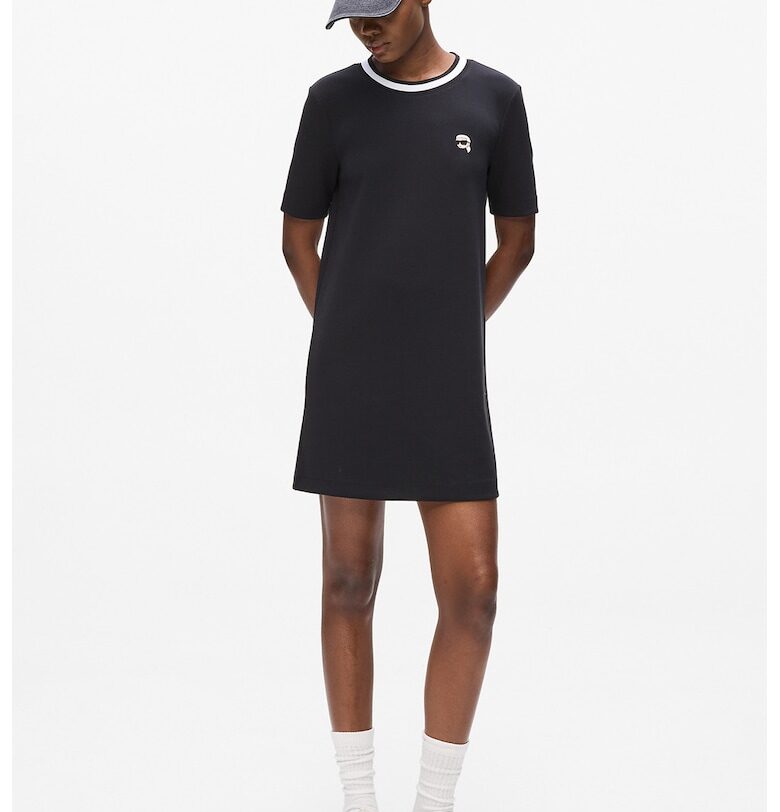 Къса рокля с лого - Бял/Черен Karl Lagerfeld