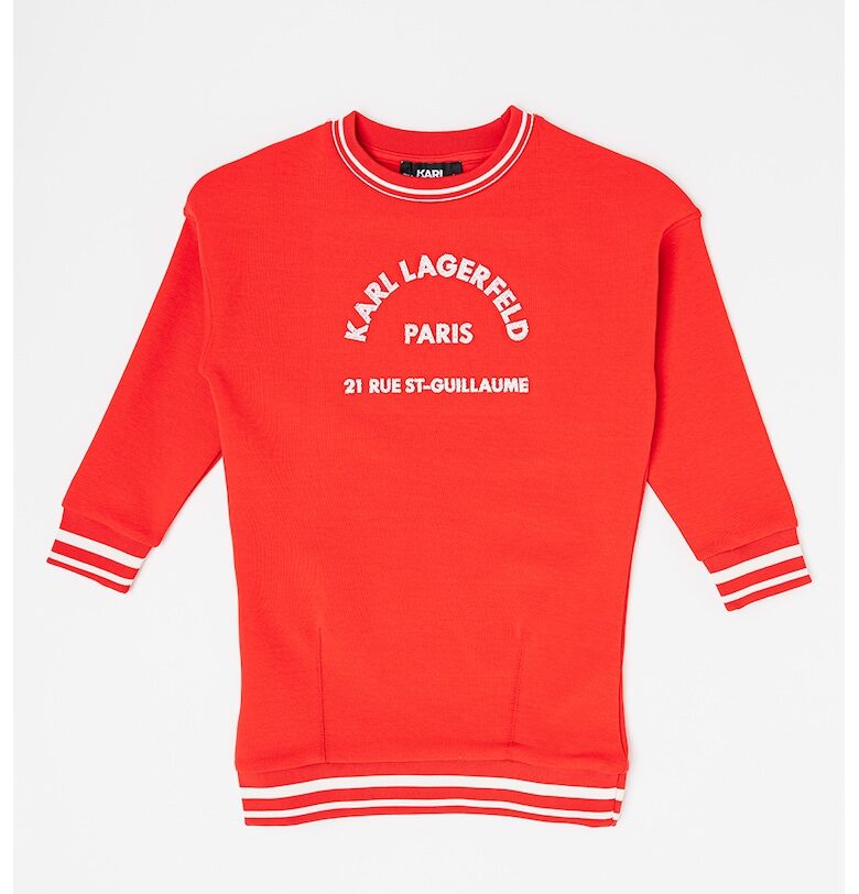Къса рокля с лого - Червен KARL LAGERFELD KIDS
