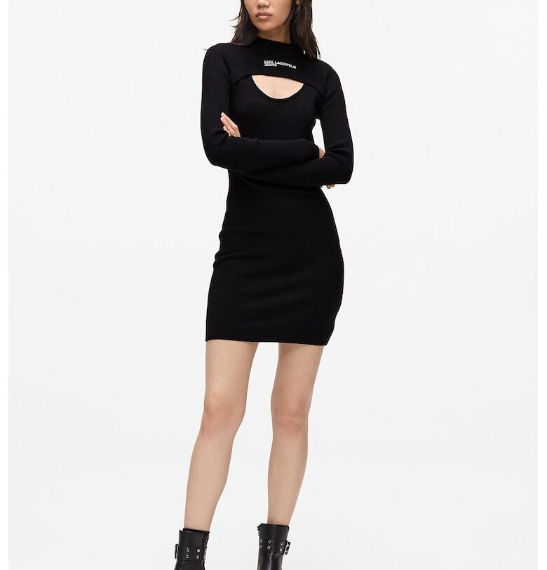 Къса рокля с лого - Черен KARL LAGERFELD JEANS