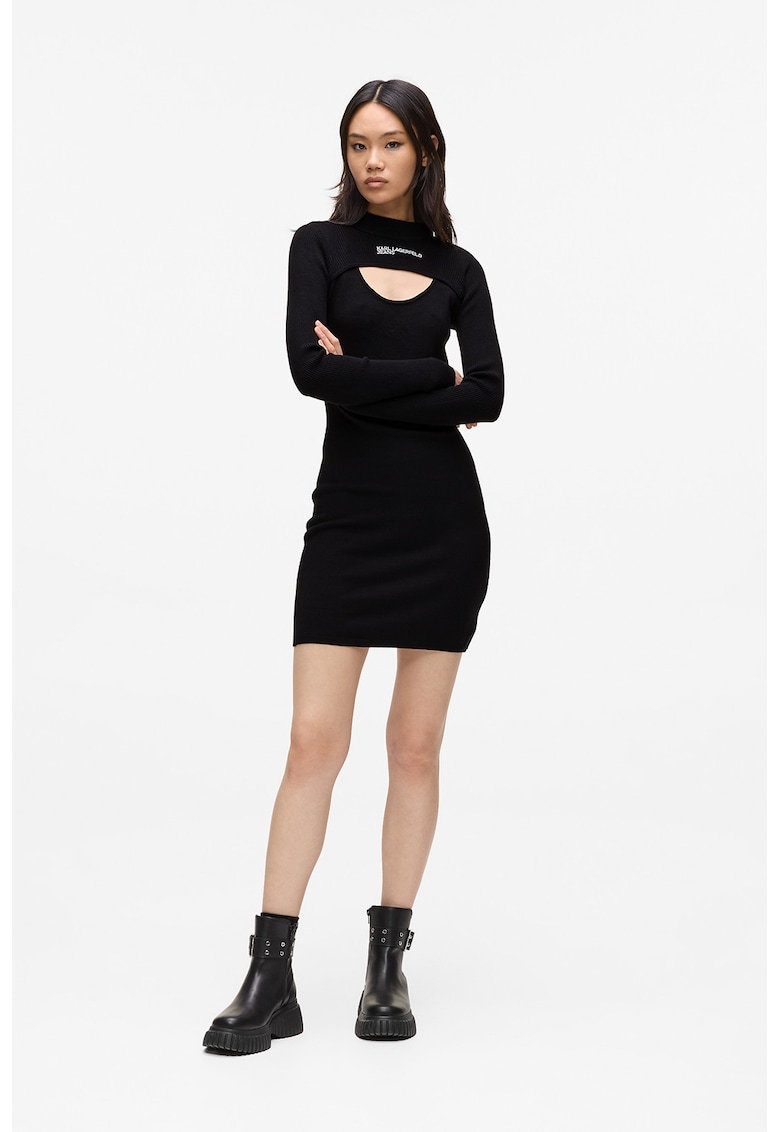 Къса рокля с лого - Черен KARL LAGERFELD JEANS
