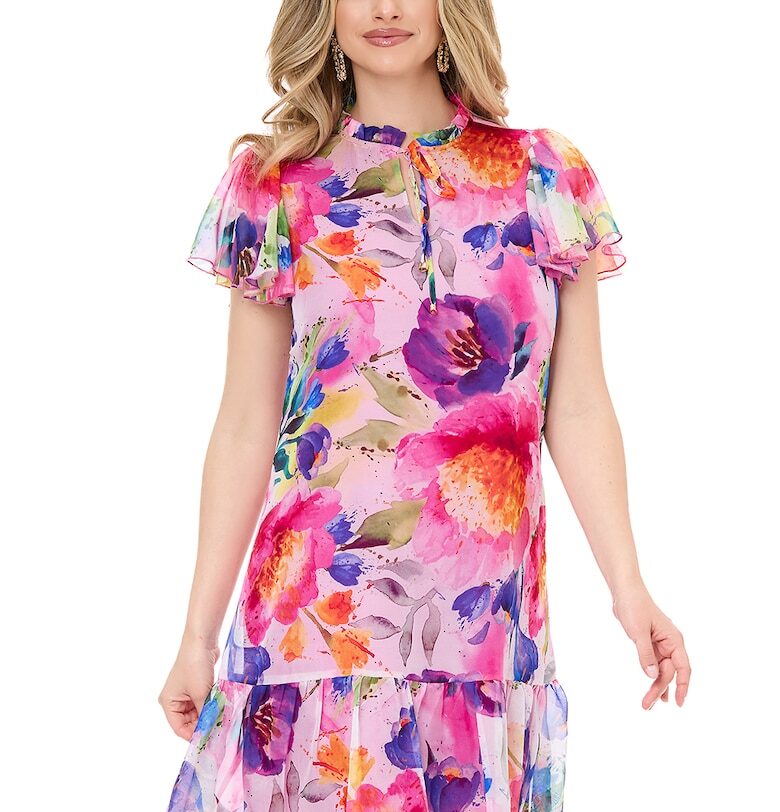 Къса рокля с набран подгъв - Многоцветен BAROCCA