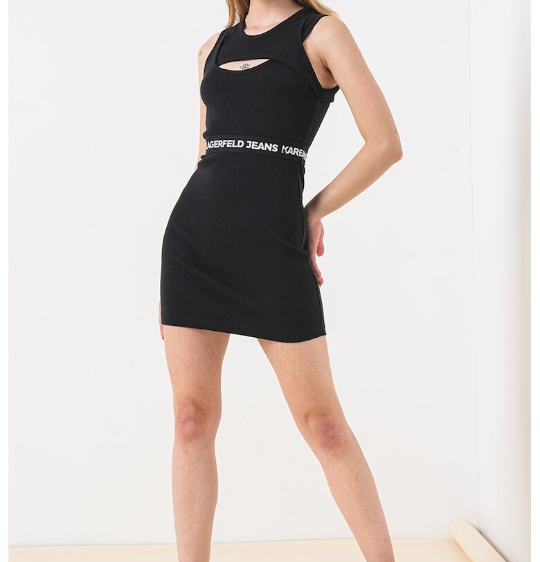 Къса рокля с отвор отпред - Черен KARL LAGERFELD JEANS