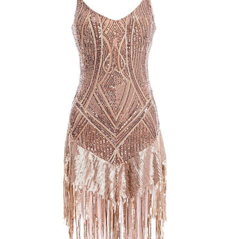 Къса рокля с пайети - Розово златисто IULIA DIMA