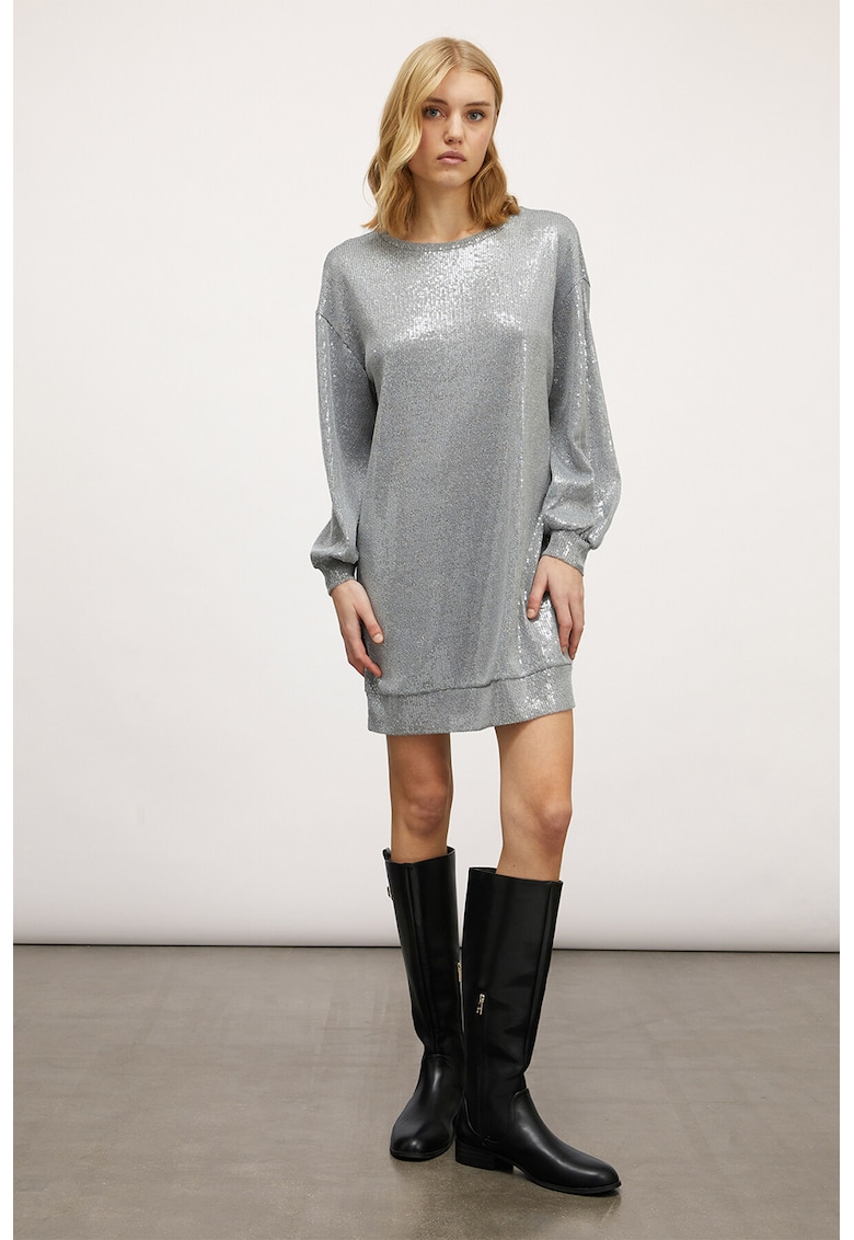 Къса рокля с пайети - Сребрист Motivi