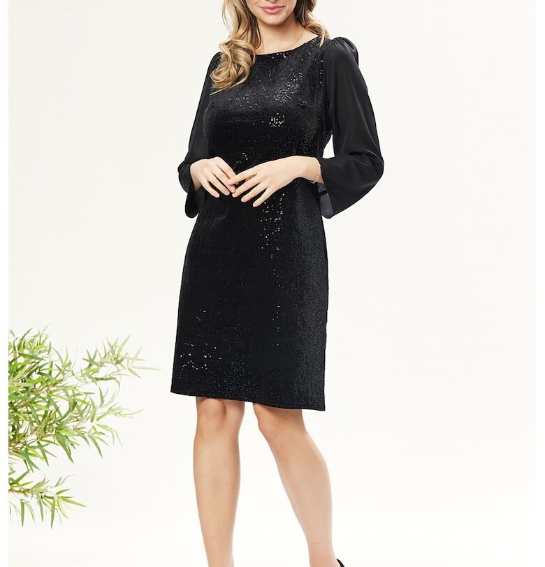 Къса рокля с пайети - Черен BAROCCA