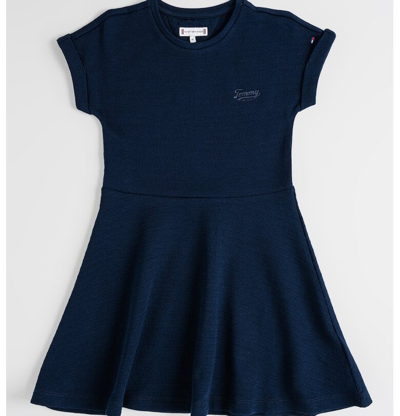 Къса рокля с памук с къси ръкави - Тъмносин Tommy Hilfiger