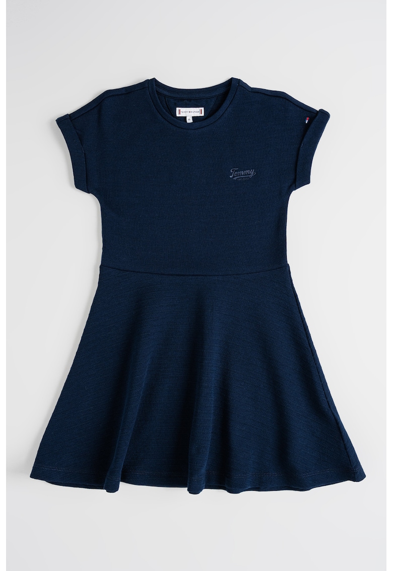 Къса рокля с памук с къси ръкави - Тъмносин Tommy Hilfiger