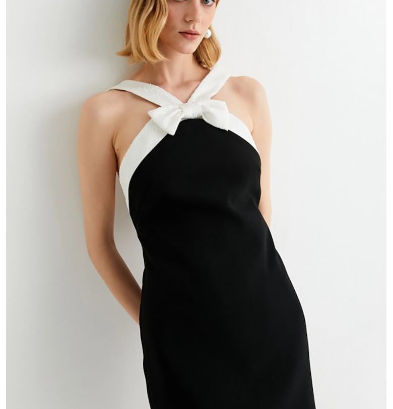 Къса рокля с панделка - Черен KOTON