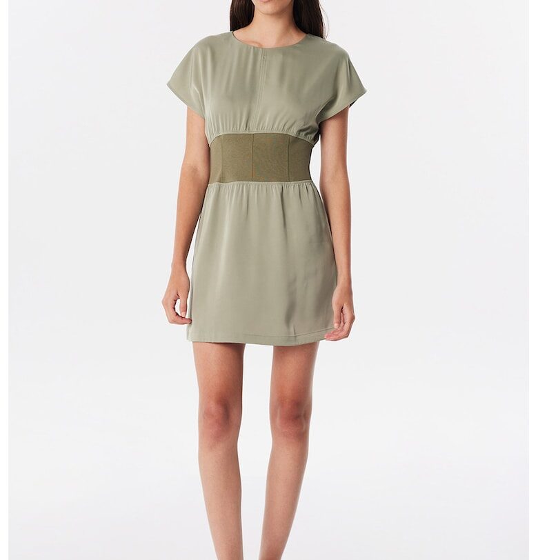 Къса рокля с цип - Бледозелен TWIST