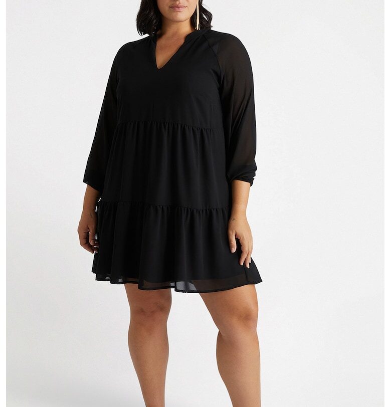 Къса рокля с шпиц - Черен Fiorella Rubino