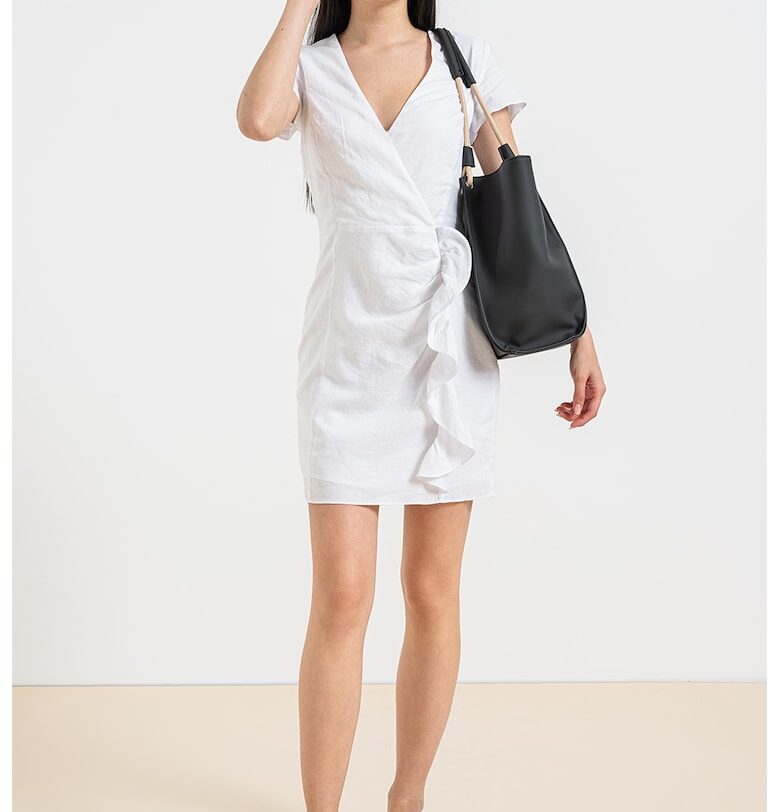 Къса рокля със застъпено деколте - Бял ARMANI EXCHANGE