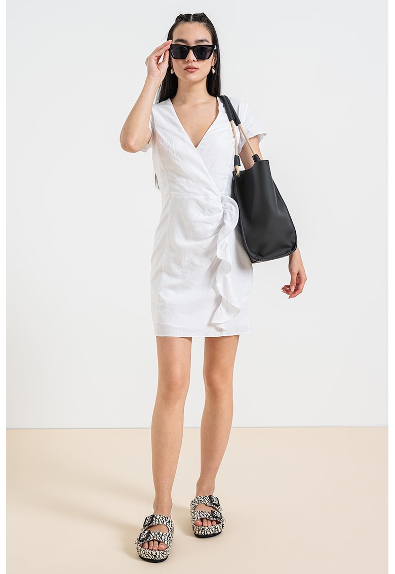 Къса рокля със застъпено деколте - Бял ARMANI EXCHANGE