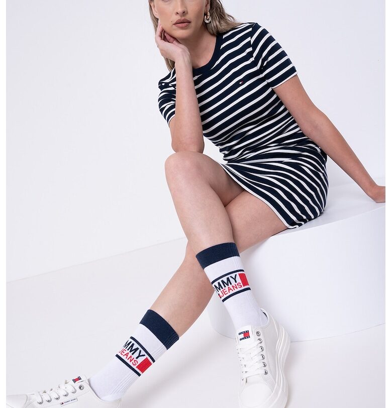 Къса рокля-тениска - Бял/Тъмносин Tommy Hilfiger