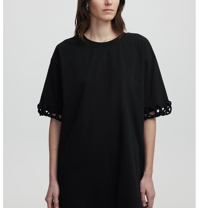 Къса рокля-тениска с овално деколте - Черен Ipekyol